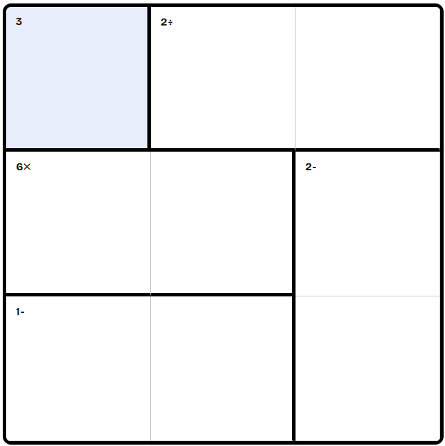 3 by 3 KenKen puzzle preview